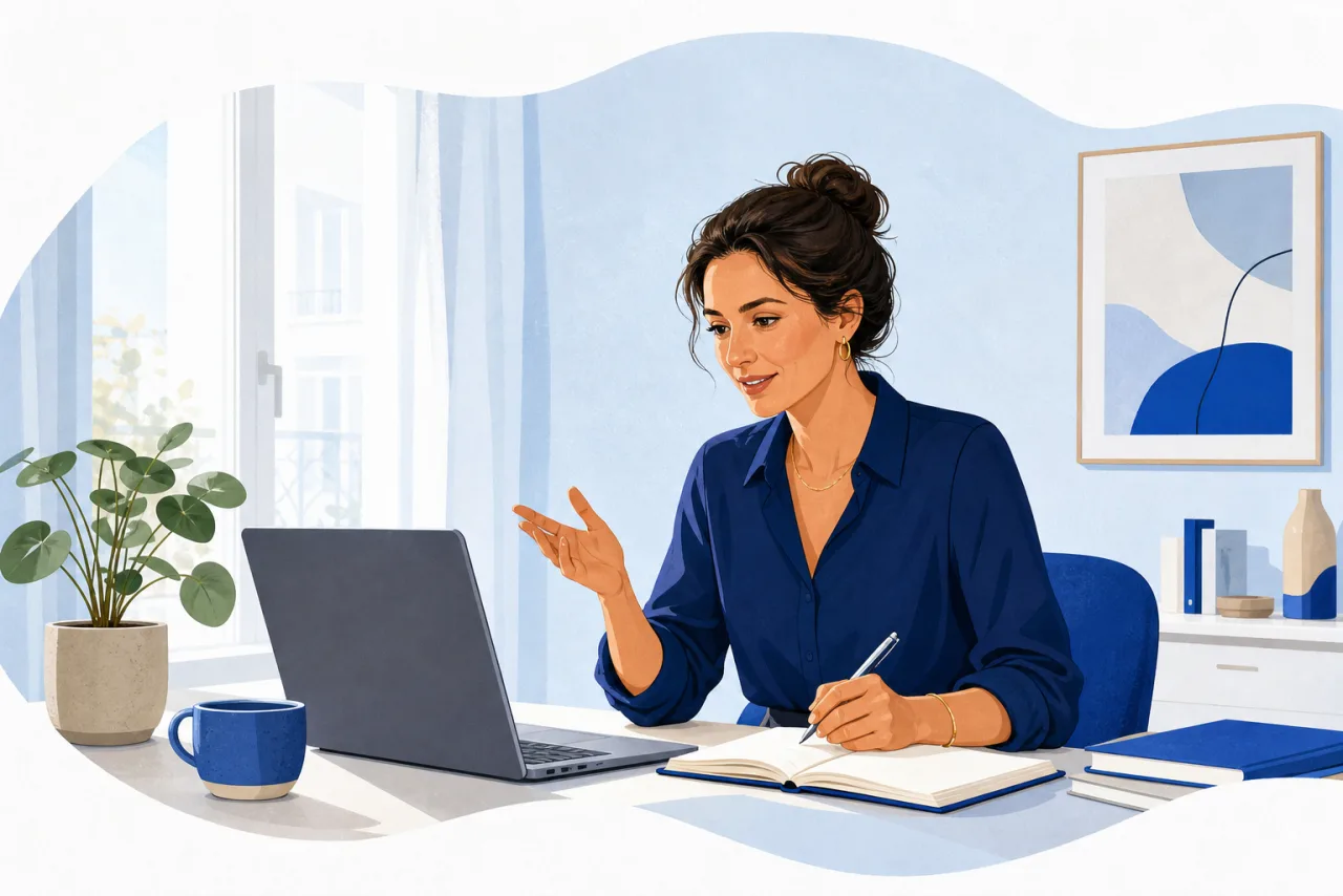Consultante indépendante en télétravail accompagnée par Cap Portage